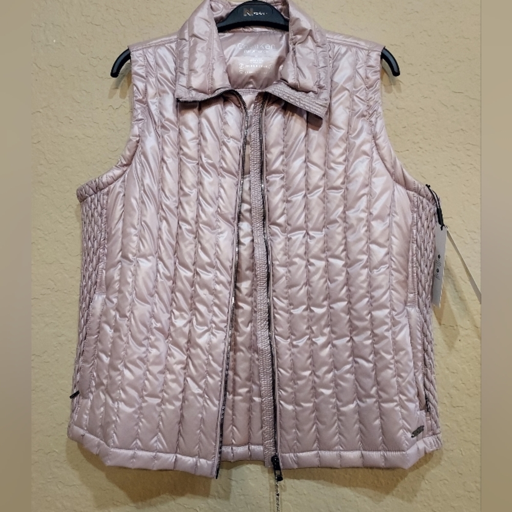 Calvin Klein  Performance Blush Champagne 1x Soft Quilted Puff Vest Jacket